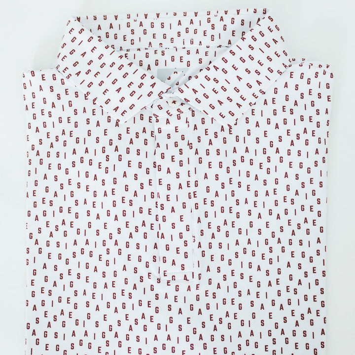 Maroon Letter Grid Performance Polo