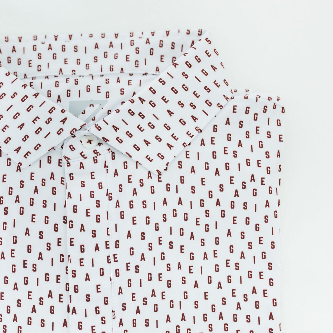 Maroon Letter Grid Performance Polo
