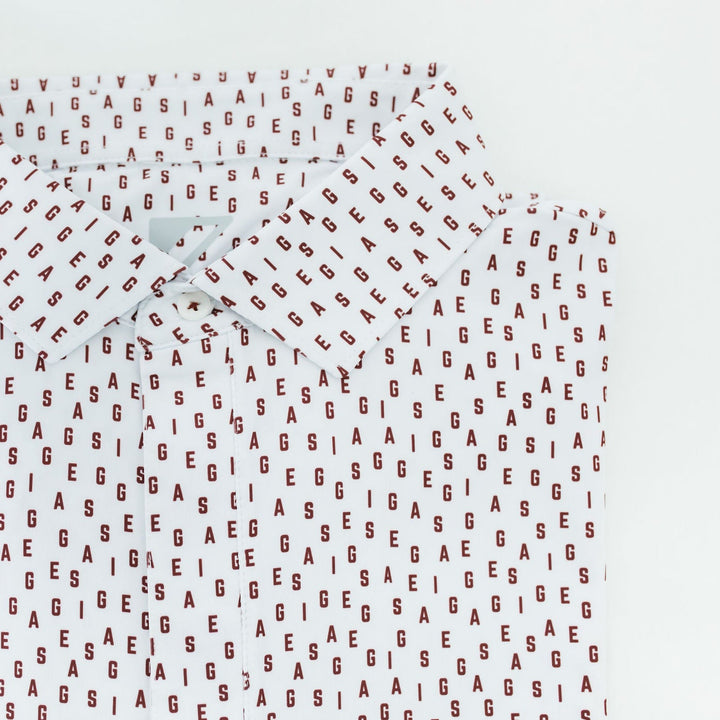 Maroon Letter Grid Performance Polo